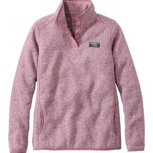 L.L. Bean Sweater Fleece Pullover Women's XS Heathered Pink Pullover Snap Collar